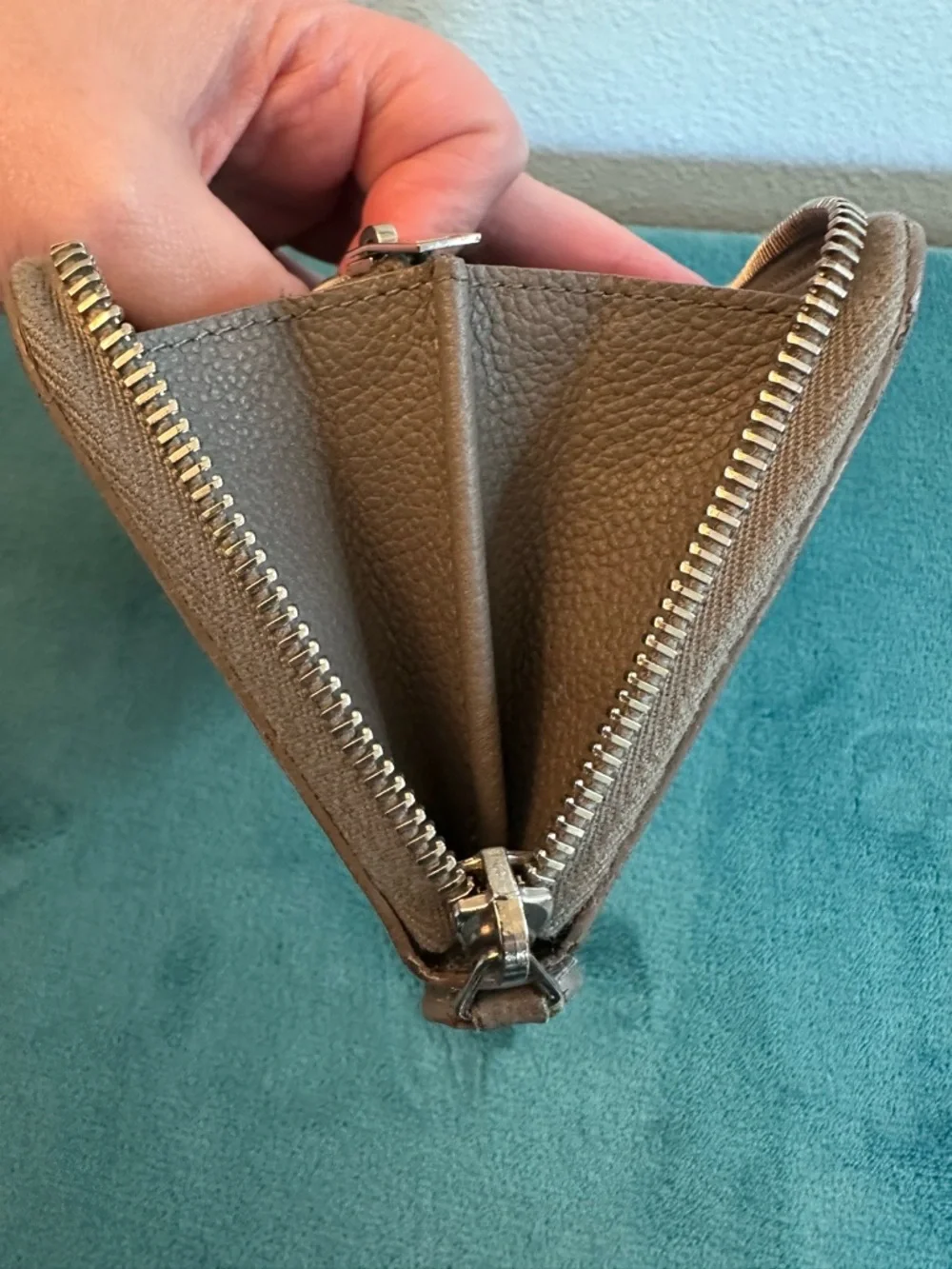 YSL Saint Laurent Gray Zip Around Wallet Leather Silver Hardware - Picture 7 of 16